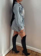 Load image into Gallery viewer, The Illusion Mini Denim Dress - Light Wash