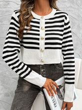 Load image into Gallery viewer, Classy Striped Cardigan - Black/White