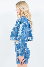 Load image into Gallery viewer, Jacquard Cropped Denim Jacket