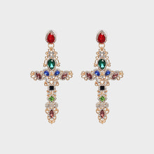 Load image into Gallery viewer, Cross Me Rhinestone Earrings