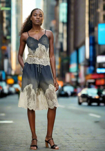 Load image into Gallery viewer, These Celine Lace Patchwork Denim set are expertly crafted with intricate lace detailing, adding a touch of elegance to your wardrobe. Made with high-quality materials, these shorts provide both style and comfort. Perfect for any occasion, these unique pants are a must-have for any fashionista! Pair with heels, and your gold accessories