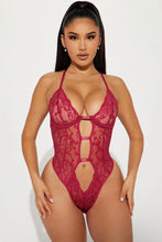 Load image into Gallery viewer, Loving In Red Crotchless Lace Teddy - Magenta
