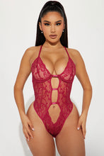 Load image into Gallery viewer, Loving In Red Crotchless Lace Teddy - Magenta