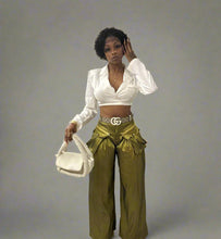 Load image into Gallery viewer, Take a charge with our CEO Energy high-waisted cargo pants! Featuring a loose fit and wide leg design, these pants are both stylish and functional. With flap pockets, multi pockets, and detachable pockets with zippers and tabs, you'll have plenty of storage options. Plus, the bold look and strong action verbs will inspire you to conquer any challenge that comes your way!