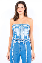 Load image into Gallery viewer, Go Girl Denim Corset Top - Light Blue