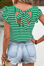Load image into Gallery viewer, Fluttered Sleeve V-Neck Striped Top
