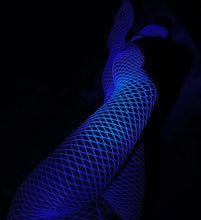 Load image into Gallery viewer, Our cute and sexy glowing eye-catching fishnet hosiery is perfect for women of all shades, Glow in the dark, 2 diffrent amazing unique colors. Our waistband provides both flexibility and versatility with smooth micro net to blend with your skin.