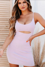 Load image into Gallery viewer, Bring all the chic vibes to your everyday look with this lavender woven cut out split detail bodycon dress. Whether you have a party to attend or a date night with bae, this bodycon dress is the answer to all your what-to-wear dilemmas. With a turquoise woven material, a v neckline, a cut-out designs and two thin adjustable straps for comfort, how could you say no? Style effortlessly with chunky clear heels and your fave accessories for a look that everyone will want.
