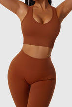 Load image into Gallery viewer, Get ready to show off your confident side with these leggings. Featuring a rust color material with an amazing breathable elastic waistband that feels like skin and a high waisted fit. Team with the matching top, a trench coat and chunky kicks for the perfect off-duty look.
