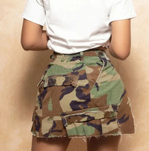 Load image into Gallery viewer, Enhance your look with this Touch Of Flair camouflage skirt can be dressed up or down depending on your style. Complete the look by pairing this with our camouflage crop top. Style with your favorite heels or sneaker and wear to your next girls' day out or date night.