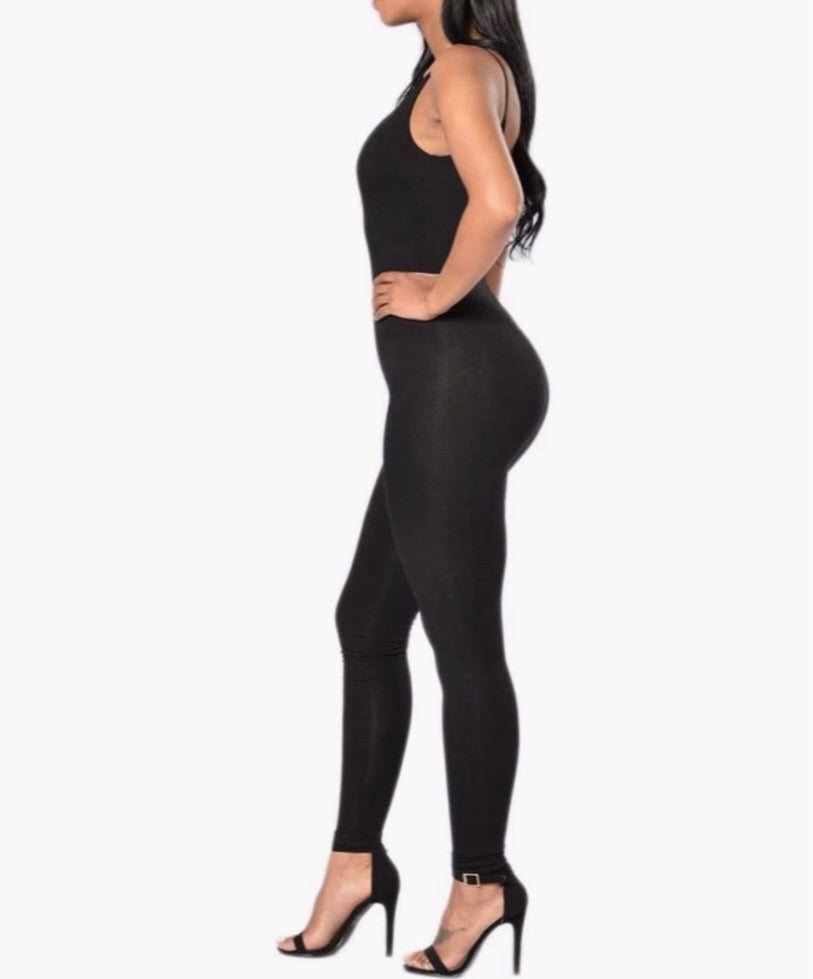 Fit for every season! Comfort never looked so sexy. All tied up black jumpsuit is made from flexible, soft, and stretchy cotton material and features a spaghetti strap, Pair this catsuit with stylish high heels and handbag for a complete look. 