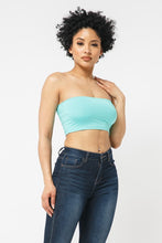 Load image into Gallery viewer, This tube top is everything that you need switch up your wardrobe with our Sweet As Candy Tube Top. Featuring a vibrant jade soft cotton blend material with a bandeau neckline and a cropped length, we are obsessed. Wear this with high waist pants and high heels or sandals for the ultimate cute or casual look that you will absolutely love.