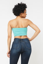Load image into Gallery viewer, This tube top is everything that you need switch up your wardrobe with our Sweet As Candy Tube Top. Featuring a vibrant jade soft cotton blend material with a bandeau neckline and a cropped length, we are obsessed. Wear this with high waist pants and high heels or sandals for the ultimate cute or casual look that you will absolutely love.