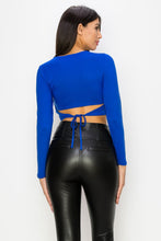 Load image into Gallery viewer, Keep it casual and chic with our crop top that is essential to your layered outfits! The top features a crew neck, long sleeves, and a cropped hem. Featuring a knit fabric that offers a form-hugging fit with a moderate stretch. Complete look with our Hybrid Dream Jeans and some transparent high heels.