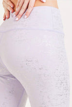 Load image into Gallery viewer, Love is in the air with this fun and flirty lilac activewear set! This top is detailed with Lilac Shine Twinkle Foil. This set is particularly designed for yoga and exercising. You will feel confident and comfortable while your working out or running errands. Pair with your favorite cute white sneakers for a complete look!