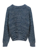 Load image into Gallery viewer, This chain me up sweater belongs in your winter essentials babe! Perfect to wear on a casual day out; this sweater is cute and versatile. This knitted sweater features long gold chain in the front and a crewneck collar. Wear this with your favorite jeans or our taupe faux leather pants and booties for the perfect rock star fall look.
