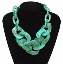 Load image into Gallery viewer, This flawless chunky Turquoise acrylic necklace set is a dream. Not only will it give you the party look you desire, but also make it simple to transition from summer to fall and even winter.