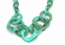 Load image into Gallery viewer, This flawless chunky Turquoise acrylic necklace set is a dream. Not only will it give you the party look you desire, but also make it simple to transition from summer to fall and even winter.