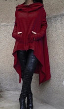 Load image into Gallery viewer, The Lightweight Poncho Hoodie is great for layering. Featuring a soft cotton hooded cardigan, asymmetrical design and drawstring hood. This cute poncho is perfect for travel or extra chilly days when you need an additional layer. It’s a great season transition staple piece in your wardrobe.