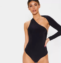 Load image into Gallery viewer, We're bringing you the ultimate crossover bodysuit! Perfect for building your favorite looks all year round. This bodysuit comes in a luxurious milky smooth soft fabric it is also wrinkle free. Our sexy crossover bodysuit featuring a sexy neckline, cut out back and snap seat closure. Made of materials that allow great stretch and breathable fabric. Style it with a blazer and jeans or one of our sexy pleated skirts matching high waist legging and heels to create a casual-chic look.