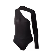 Load image into Gallery viewer, We're bringing you the ultimate crossover bodysuit! Perfect for building your favorite looks all year round. This bodysuit comes in a luxurious milky smooth soft fabric it is also wrinkle free. Our sexy crossover bodysuit featuring a sexy neckline, cut out back and snap seat closure. Made of materials that allow great stretch and breathable fabric. Style it with a blazer and jeans or one of our sexy pleated skirts matching high waist legging and heels to create a casual-chic look.