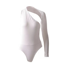 Load image into Gallery viewer, We're bringing you the ultimate crossover bodysuit! Perfect for building your favorite looks all year round. This bodysuit comes in a luxurious milky smooth soft fabric it is also wrinkle free. Our sexy crossover bodysuit featuring a sexy neckline, cut out back and snap seat closure. Made of materials that allow great stretch and breathable fabric. Style it with a blazer and jeans or one of our sexy pleated skirts matching high waist legging and heels to create a casual-chic look.