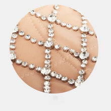 Load image into Gallery viewer, Do the most in this trendy crystal bustier crop top! This beautiful rhinestone-embellished bustier bra features a rhinestone detailed pattern, sweetheart neckline, adjustable, detachable shoulder straps, a row of hidden hook back closures, and built-in padded bra.