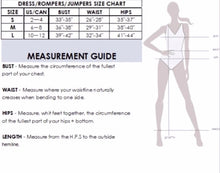 Load image into Gallery viewer, Size Chart: Small 2-4, Medium 6-8, Large 10-12