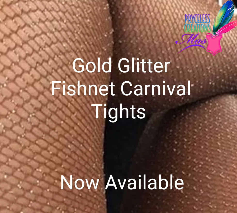 Rap Me In Gold & Glitter Fishnet Carnival Tights