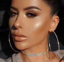 Load image into Gallery viewer, Add some sparkle and shine with these beautifully detailed gold hoop earrings. Featuring jeweled detailing on a gold-tone setting, these earrings are perfect for all occasions.