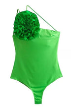 Load image into Gallery viewer, We're bringing you our new Zara collection this cute floral asymmetric bodysuit! Perfect for building your favorite looks all year round. This bodysuit comes in a luxurious s fabric has asymmetrical strap's features beautiful flower on the front plunging square neckline, sexy cut out back and snap seat closure, and soft breathable fabric that is easy to wash.