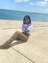 Load image into Gallery viewer, Upgrade your casual look this season with these stacked sweatpants. These sweatpants come different colors. Featuring elastic waist band and two deep side pockets, drawstring for a comfortable stretch. You can style with a simple bodysuit or our Black NO Sugar No Cream T- Shirt to complete the look.