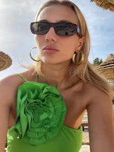 Load image into Gallery viewer, We're bringing you our new Zara collection this cute floral asymmetric bodysuit! Perfect for building your favorite looks all year round. This bodysuit comes in a luxurious s fabric has asymmetrical strap's features beautiful flower on the front plunging square neckline, sexy cut out back and snap seat closure, and soft breathable fabric that is easy to wash.