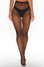 Load image into Gallery viewer, Shine on with our sexy rhinestone tights. This glamorous stocking features a classic fishnet style design with sparkling holographic all over rhinestone embellishments with a comfortable waistband that provides both flexibility and versatility with smooth micro net to blend.
