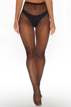 Load image into Gallery viewer, Shine on with our sexy rhinestone tights. This glamorous stocking features a classic fishnet style design with sparkling holographic all over rhinestone embellishments with a comfortable waistband that provides both flexibility and versatility with smooth micro net to blend.