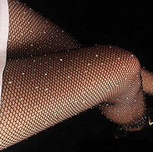 Load image into Gallery viewer, Shine on with our sexy rhinestone tights. This glamorous stocking features a classic fishnet style design with sparkling holographic all over rhinestone embellishments with a comfortable waistband that provides both flexibility and versatility with smooth micro net to blend.
