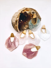 Load image into Gallery viewer, Redefine your look covering with a touch of sparkle. We are loving the detailing in these earrings! Featuring a geometric shape, marble detailing, and post-back closures, they're a must-have!