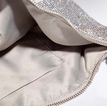 Load image into Gallery viewer, Turn heads with this must have beautiful rhinestone clutch purse. Elevate your style with dazzling glamour. Featuring a knotted top handle, slouchy pouch. This luxe bag is sure to complete your occasion look.
