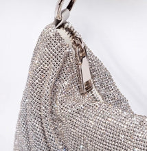 Load image into Gallery viewer, Turn heads with this must have beautiful rhinestone clutch purse. Elevate your style with dazzling glamour. Featuring a knotted top handle, slouchy pouch. This luxe bag is sure to complete your occasion look.