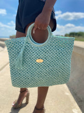 Load image into Gallery viewer, Lets Go To the Beach Woven Purse - Mint