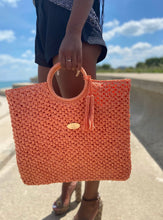 Load image into Gallery viewer, Lets Go To the Beach Woven Purse - Peach