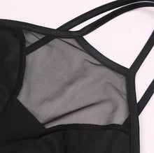 Load image into Gallery viewer, This To Cute To Be Basic crop top is calling your name this season! Featuring a soft material, a halter neck fit, and mesh v-neckline; it's perfect for so many summer activities! Style with your favorite pair of denim jeans, silver accessories and high heels for a trendy outfit of the day or night!