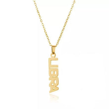 Load image into Gallery viewer, This Libra necklace is perfect for any outfit, you can also layer it with your favorite necklaces to create a unique style! Each sign of the Zodiac has its own symbol and a Cubic Zirconia finish for the constellation. You'll have heads turning, living glam, and feeling iconic with this vertical design.