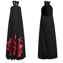 Load image into Gallery viewer, Cute Loose fitting Oversized Long Bohemian Beach Dress - Black The perfect black beach dress is waiting for you! Can be worn as a dress or even a swimsuit cover! This dress comes in a maxi length featuring a spaghetti strap design. For a finish look pair this dress with your favorite sandals and handbag.