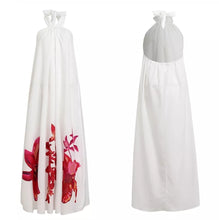 Load image into Gallery viewer, Cute Loose fitting Oversized Long Bohemian Beach Dress - White The perfect white beach dress is waiting for you! Can be worn as a dress or even a swimsuit cover! This dress comes in a maxi length featuring a spaghetti strap design. For a finish look pair this dress with your favorite sandals and handbag.