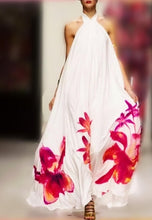 Load image into Gallery viewer, Cute Loose fitting Oversized Long Bohemian Beach Dress - White The perfect white beach dress is waiting for you! Can be worn as a dress or even a swimsuit cover! This dress comes in a maxi length featuring a spaghetti strap design. For a finish look pair this dress with your favorite sandals and handbag.
