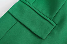 Load image into Gallery viewer, Dare to stand out from the crowds in this dreamy blazer. Featuring a green woven material and button closure, we are obsessed. Finish the look with the matching bottoms and a bodysuit, a clutch bag and strappy heels.