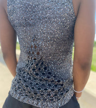 Load image into Gallery viewer, Feel cute and cozy, with this Shine Bright knitted camisole sweater will get the job done. Featuring a soft and stretchy sequin knitted fabric and sleeveless. Style with our "Swing It Baby Shorts" or jeans and high heels for a complete look.