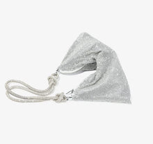 Load image into Gallery viewer, Turn heads with this must have beautiful rhinestone clutch purse. Elevate your style with dazzling glamour. Featuring a knotted top handle, slouchy pouch. This luxe bag is sure to complete your occasion look.