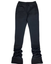 Load image into Gallery viewer, High Waisted Stacked Sweatpants - Black Upgrade your casual look this season with these stacked sweatpants. These sweatpants come different colors. Featuring elastic waist band and two deep side pockets, drawstring for a comfortable stretch. You can style with a simple bodysuit or T- Shirt to complete the look. Stacked Pants Comfort Stretch Drawstring High Rise 2 Deep Side Pockets Elastic Waist Available In Black, Heather Grey, Army Green, Dark gray Sizes Available: S, M, L, XL